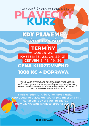 Plakát plavecký výcvik pro MŠ